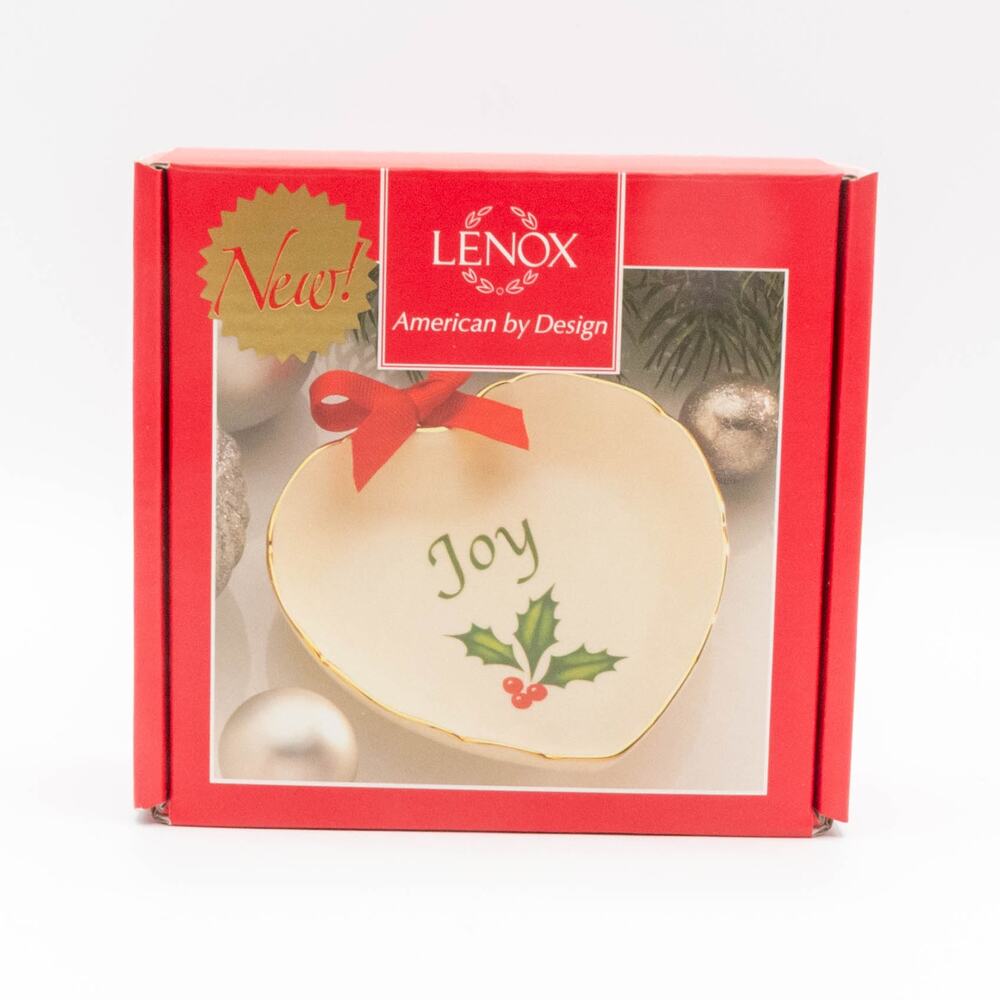LENOX Holiday Sentiment Heart Dish "Joy" Ceramic Christmas Ornament Trinket Tray